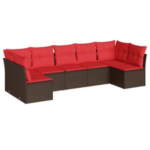 vidaXL Salon de jardin avec coussins 7 Pièces marron résine tressée