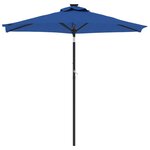 vidaXL Parasol de jardin LED mât en acier bleu azuré 225x225x212 cm