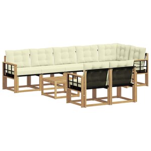 vidaXL Ensemble de canapés d'extérieur 9 Pièces Blanc et crème
