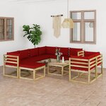 Vidaxl salon de jardin 10 pièces avec coussins bois de pin imprégné