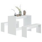 vidaXL Ensemble à manger 3 Pièces Blanc Bois d'ingénierie