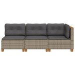 vidaXL Canapé de jardin avec coussins 3 places gris résine tressée