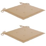 vidaXL Chaises de jardin lot de 2 et coussins beige Bois teck massif