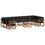 vidaXL Ensemble de canapés d'extérieur 11 pc Naturel et Noir