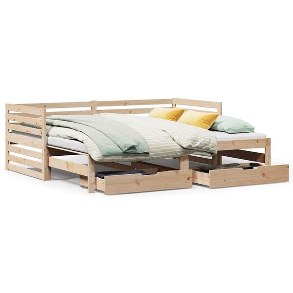 vidaXL Lit de jour avec tiroirs sans matelas 90x200 cm bois massif