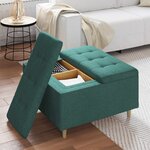 vidaXL Pouf de rangement avec coussin Vert foncé 80 x 80 x 45 cm tissu
