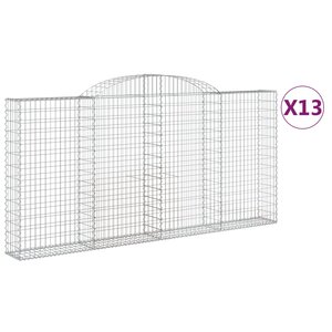 vidaXL Paniers à gabions arqués 13 Pièces 300x30x140/160 cm fer galvanisé