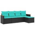 vidaXL Salon de jardin 5 Pièces avec coussins noir résine tressée
