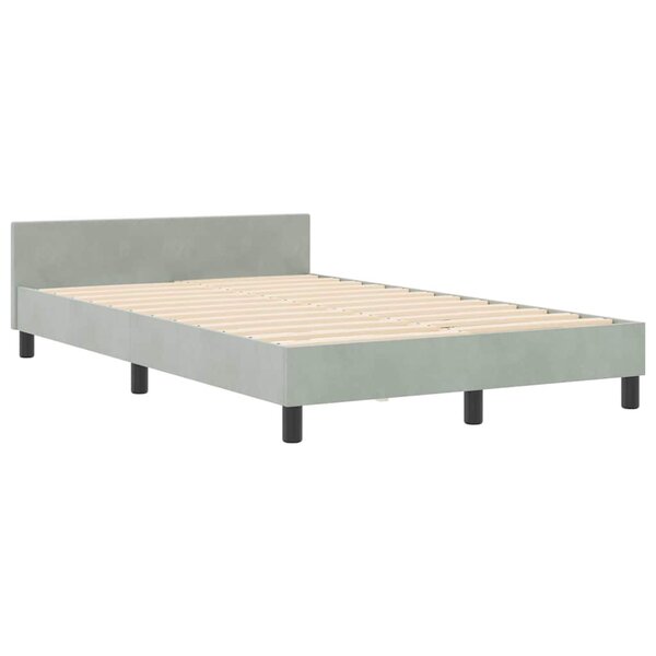 vidaXL Cadre de lit avec tête de lit Gris clair 120 x 190 cm Velours