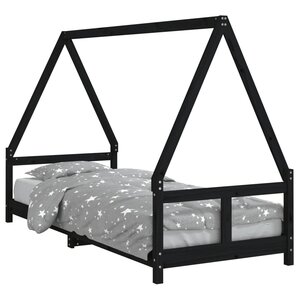 vidaXL Cadre de lit pour enfants noir 80x200 cm bois de pin massif