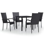 vidaXL Ensemble à manger de jardin 5 Pièces Noir