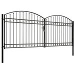 vidaXL Portillon double porte avec dessus arqué Acier 400x175 cm Noir