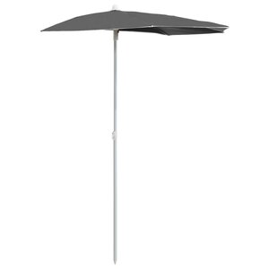 vidaXL Demi-parasol de jardin avec mât 180x90 cm anthracite