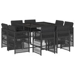 vidaXL Ensemble à manger de jardin 9Pièces coussins noir résine tressée