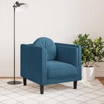 vidaXL Fauteuil avec coussin bleu velours