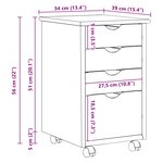 vidaXL Cabinet roulant avec roue Gris 34 x 39 x 56 cm Pin massif