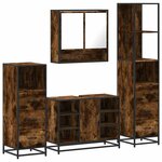 vidaXL Ensemble meubles salle de bain 4 Pièces chêne fumé bois ingénierie