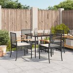 vidaXL Ensemble à manger de jardin coussins 5Pièces Noir Résine tressée