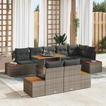 vidaXL Ensemble de canapé de jardin 9 Pièces Gris Poly rotin