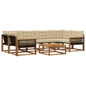 vidaXL Ensemble de canapés d'extérieur 7 Pièces Naturel et Beige
