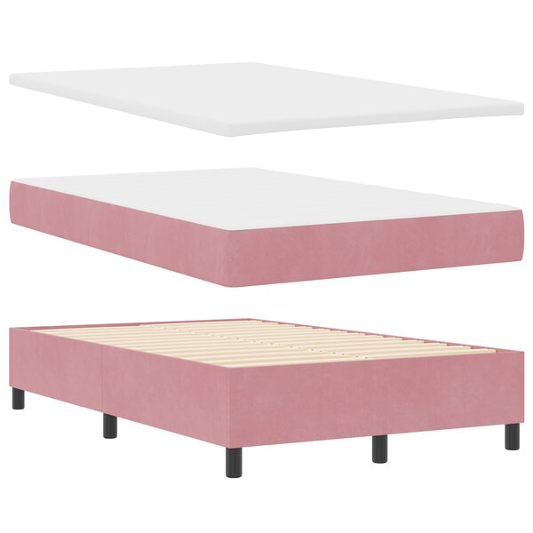 vidaXL Lit à Sommeil avec Matelas & Banc Rose 120x200 cm Velours