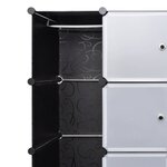 vidaXL Armoire modulaire 18 compartiments Noir et blanc 37x146x180 5cm