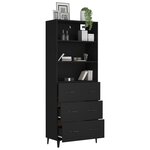 vidaXL Buffet haut Noir Bois d'ingénierie