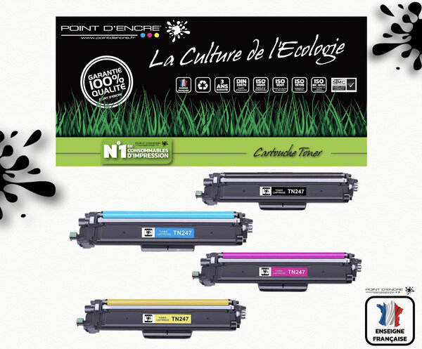 TN247 / TN243 - 4 Cartouches BK/C/M/Y/ - Grande capacité