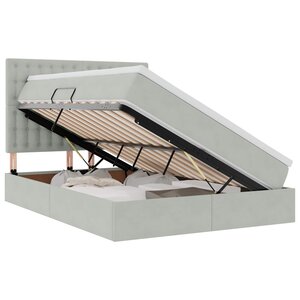 vidaXL Lit de rangement LED avec matelas Gris clair 140 x 190 cm