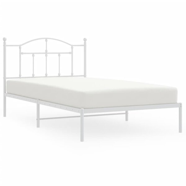 vidaXL Cadre de lit métal avec tête de lit blanc 107x203 cm