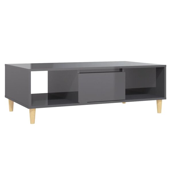 vidaXL Table basse gris brillant 103 5x60x35 cm bois d'ingénierie