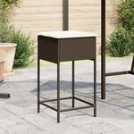 vidaXL Tabourets de bar jardin coussins lot de 2 marron résine tressée