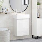 vidaXL Meuble de salle de bain avec robinet Blanc brillant