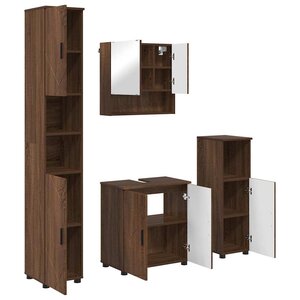 vidaXL Ensemble de mobilier de salle de bain 4 Pièces Chêne marron