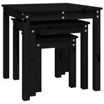 vidaXL Tables gigognes 3 Pièces Noir Bois de pin massif