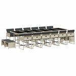 vidaXL Ensemble à manger de jardin et coussins 17 Pièces gris clair rotin