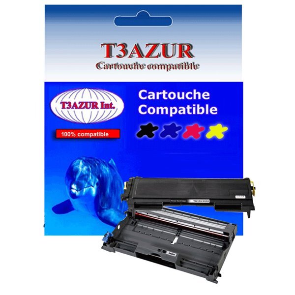 Kit Tambour+Toner compatible avec Brother TN2000, TN2005, DR2000, DR2005 pour Brother HL2050, HL2070N - T3AZUR