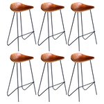 vidaXL Chaises de bar lot de 6 marron cuir véritable