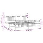 vidaXL Cadre de lit métal sans matelas et pied de lit blanc 193x203 cm