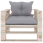 vidaXL Canapé palette de jardin avec coussins gris Bois de pin