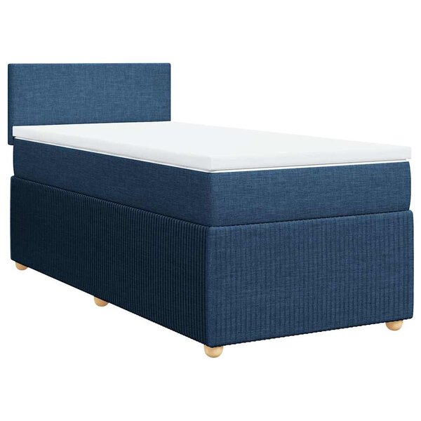 vidaXL Sommier à lattes de lit avec matelas Bleu 100x200 cm Tissu