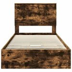 vidaXL Lit de Rangement Chêne fumé 100 x 200 cm Bois d'ingénierie