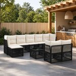 vidaXL Ensemble de canapé de jardin 10 pc Noir polyrotin