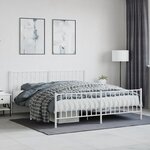 vidaXL Cadre de lit métal avec tête de lit/pied de lit blanc 183x213cm