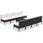 vidaXL Salon de jardin 9 Pièces avec coussins Résine tressée Noir