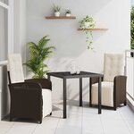 vidaXL Ensemble de salle à manger pour jardin 3 Pièces Marron polyrotin
