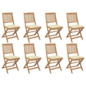 vidaXL Chaises pliables d'extérieur et coussins lot de 8 Bois d'acacia