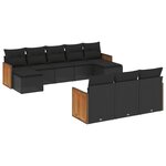 vidaXL Salon de jardin 10 Pièces avec coussins noir résine tressée