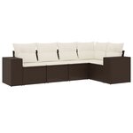 vidaXL Salon de jardin avec coussins 5 Pièces marron résine tressée