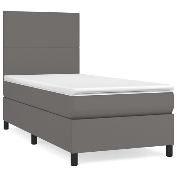 vidaXL Sommier à lattes de lit avec matelas Gris 100x200 cm Similicuir